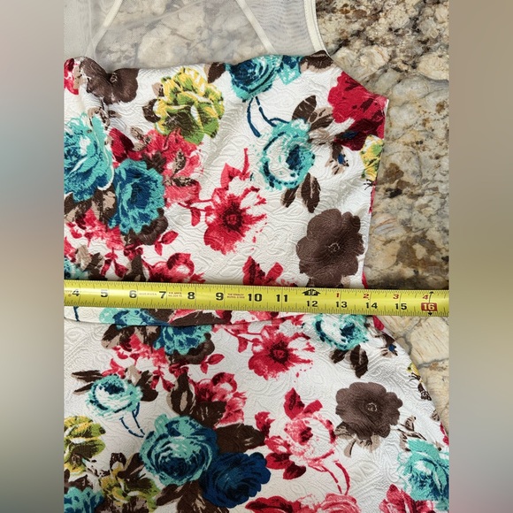 Love Ady sz LG mid knee dress summer mesh upper chest open back embossed floral - Picture 5 of 9